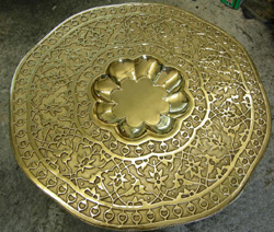 Brass table top after polishing and   lacquering